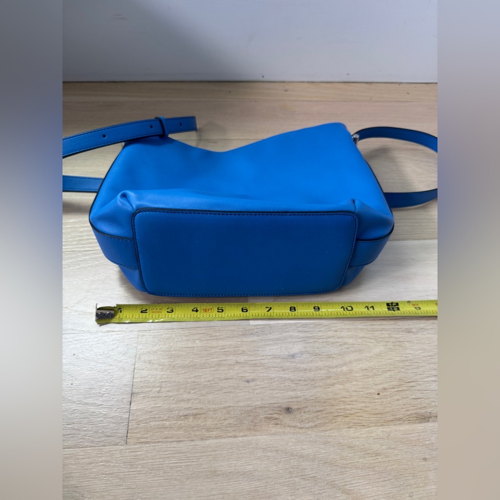 Lipault By The Seine Large Leather Bucket Bag Cobalt Blue Purse Crossbody Tote - Picture 10 of 16